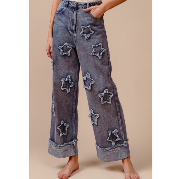 BiBi Star Patch Flare Jeans - Blue⭐️⭐️⭐️ - Picture 4 of 10